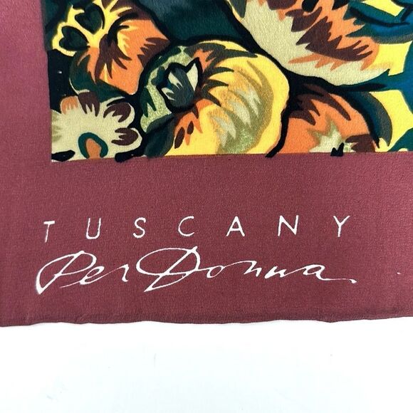 Tuscany Per Donna Silk Crepe Scarf Hand Rolled Mauve Taupe Floral - Picture 10 of 12